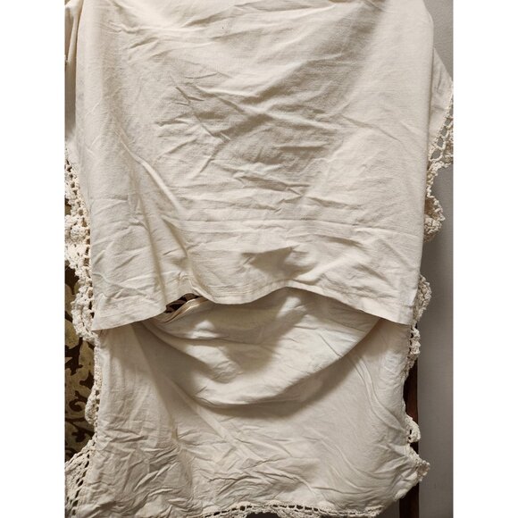 Lace Crochet Vintage Pillow Case Tan/Beige Authentic Shabby Chic Bedroom Accent - Picture 7 of 10